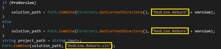Figure 11. Code to obtain the path to the RedLine.Reburn solution Figure 11. Code to obtain the path to the RedLine.Reburn solution