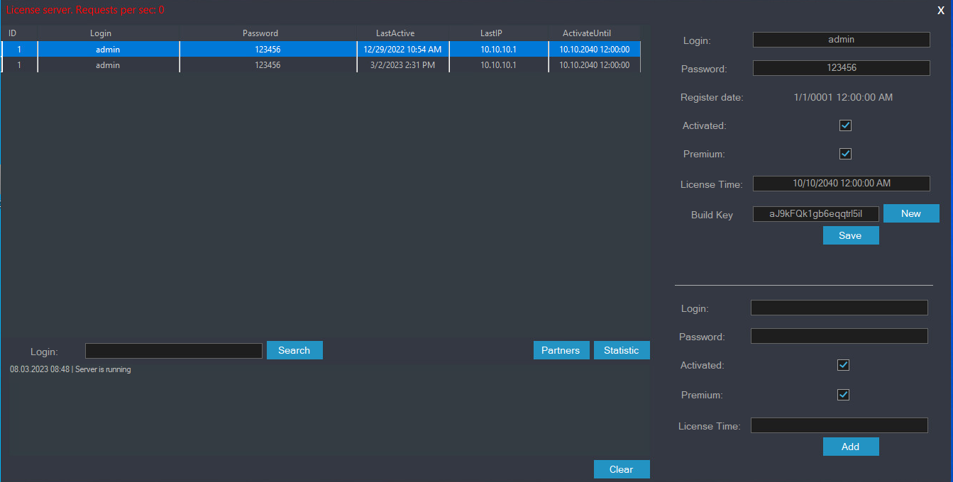 Figure 14. RedLine MainServer affiliate account management interface Figure 14. RedLine MainServer affiliate account management interface